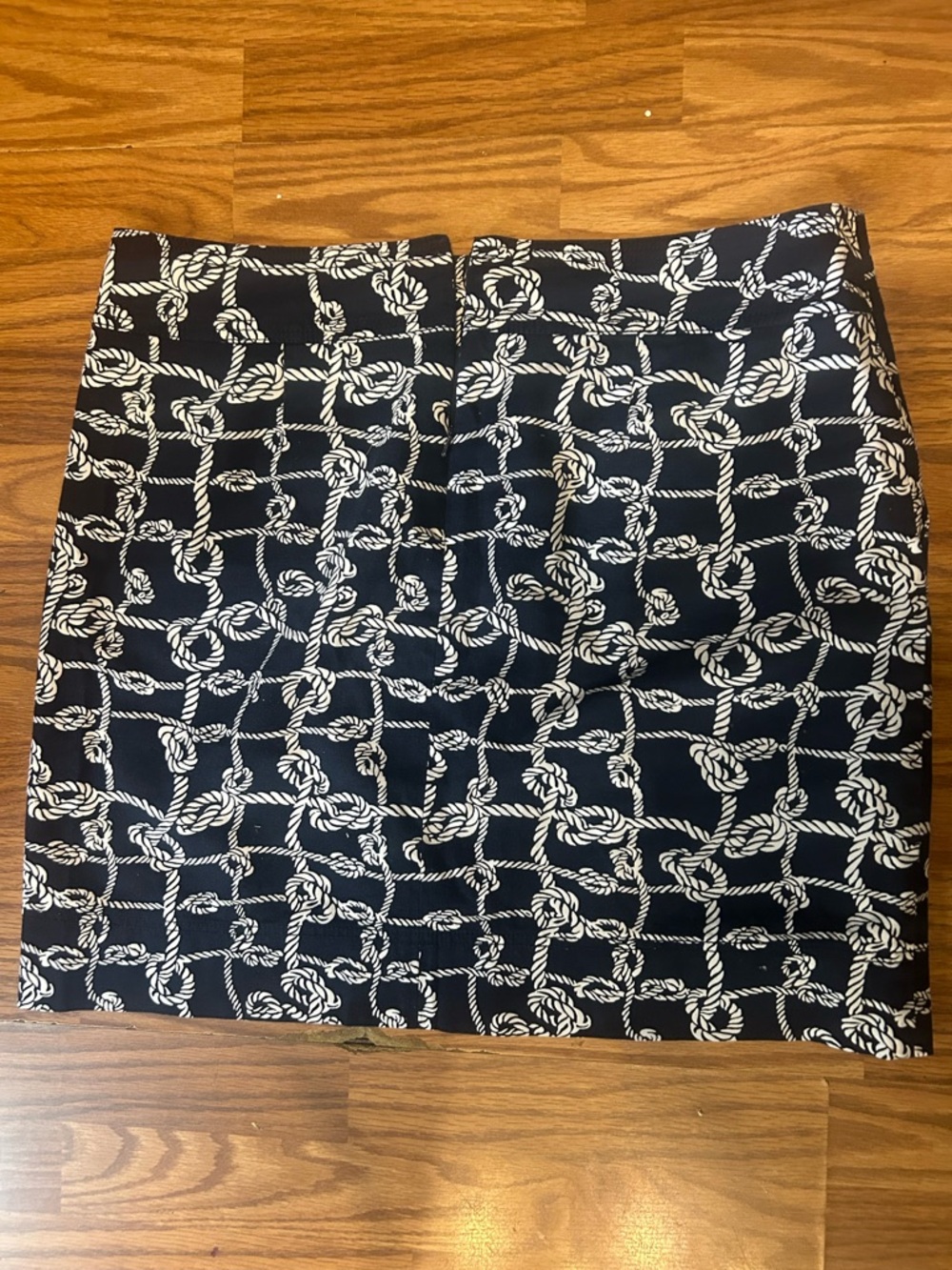 Talbots Navy Blue White Nautical Rope Print Canvas Skirt 16